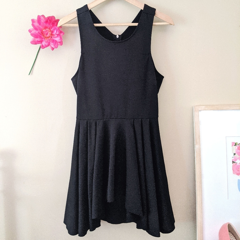 BLUENOTES jet black flowy asymmetrical hem dress